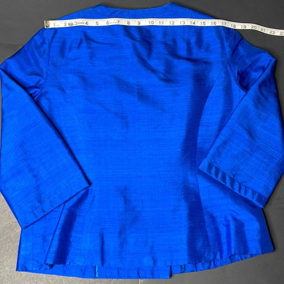 Vintage Custom Made Blue Raw Silk Jacket and Skirt Suit - Picture 17 of 17